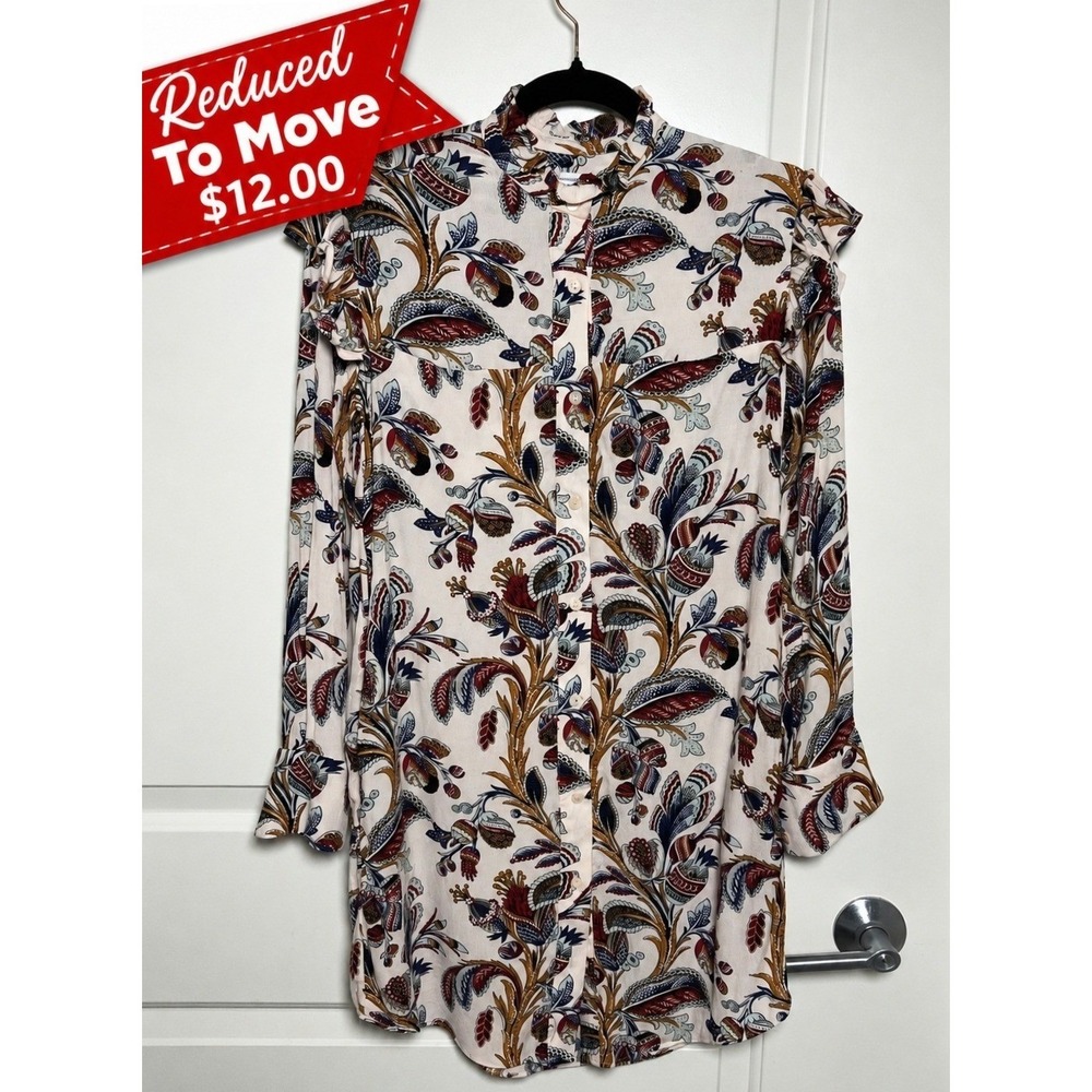 & Other Stories Women's Size 2 Floral Paisley Print Button-Up Dress Boho Chic